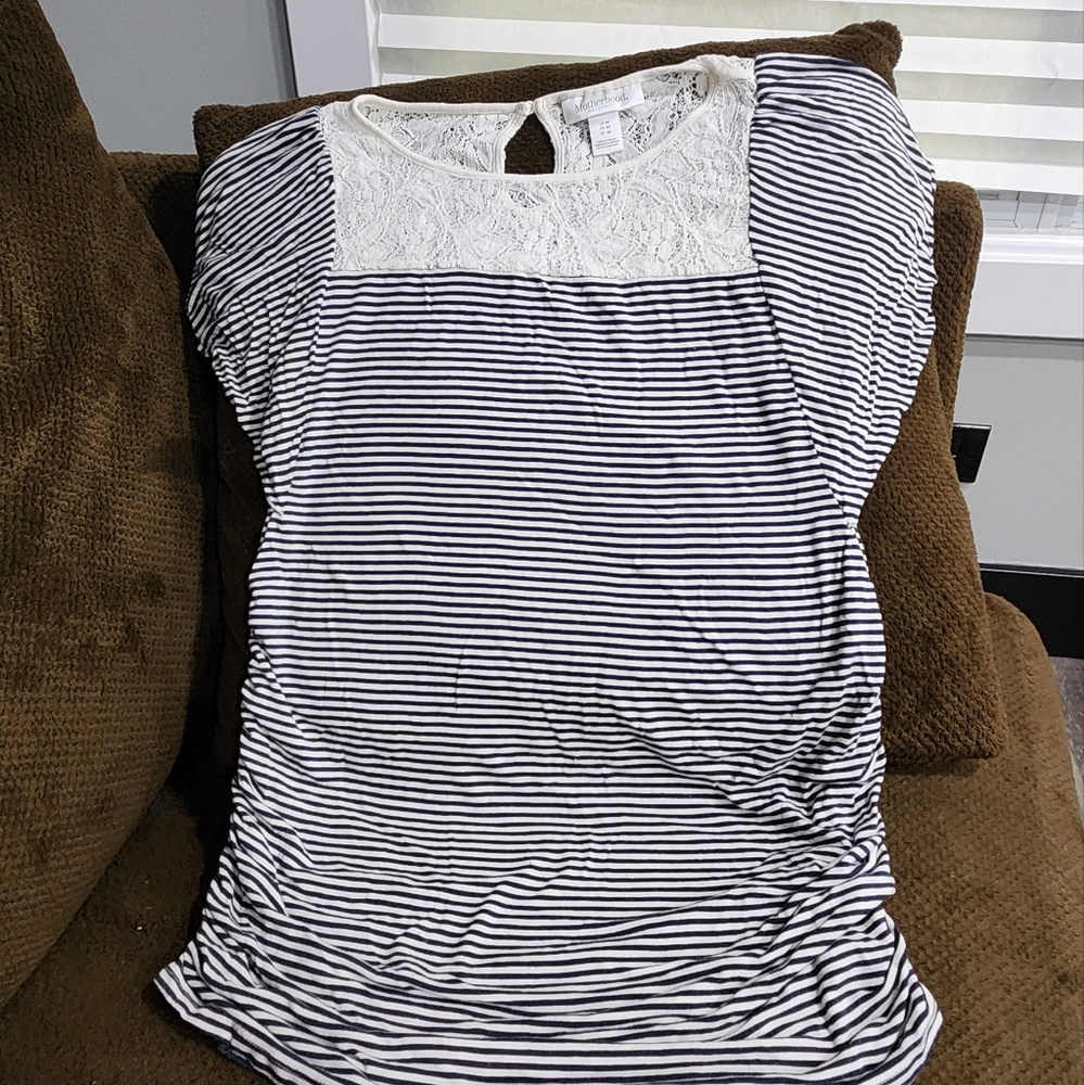 Motherhood black and white striped shirt. Size Medium.